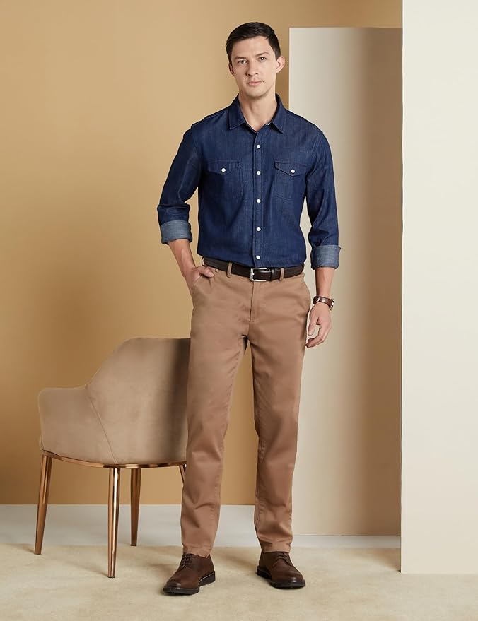 symbol premium men's casual cotton denim shirt (regular fit) symbol premium men's casual cotton denim shirt (regular fit)