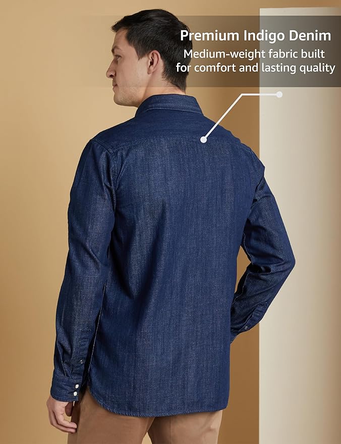 symbol premium men's casual cotton denim shirt (regular fit) symbol premium men's casual cotton denim shirt (regular fit)
