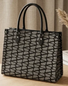 Women's Premium Geometric Print Tote Handbag | Spacious Office & Daily Use Shoulder Bag | Grey & Black women's premium geometric print tote handbag | spacious office & daily use shoulder bag | grey & black